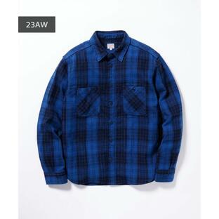 桃太郎ジーンズ オリジナルインディゴツイルチェックシャツ 2023新作 ORIGINAL INDIGO TWILL CHECK SHIRT MXLS1001の画像