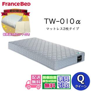 【お部屋まで搬入・開梱設置無料】フランスベッド TW-010α 寝装品３点パック付き！マットレス クイーン マットレス2枚タイプ TW010 ZT020 ZT030 人気 硬いの画像