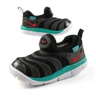 ナイキ NIKE DYNAMO FREE (TD) 343938 029 黒緑 ダイナモ フリー スリッポン ストレッチ スニーカー キッズ/ベビー 送料無料の画像