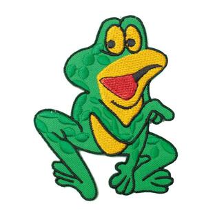 ワッペン アップリケ パッチ アイロン カエル かえる グリーン 蛙 キャラクター アップリケ わっぺん アイロンで簡単貼り付けの画像