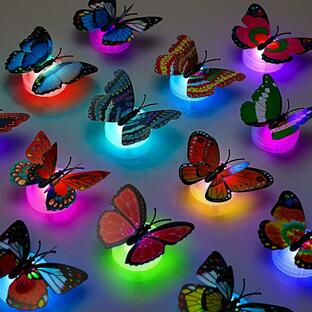 3D LED 蝶 装飾 ナイトライト ステッカー シングルとダブルウォールライト 庭 裏庭 芝生 パーティー お祭り パーティー 保育園 寝室 リビングルーム用 (24)の画像