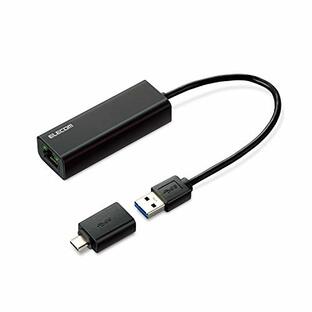 エレコム 有線LANアダプター USB-A USB-C 変換アダプタ付 2.5Gbps対応 ブラック EDC-QUA3C-Bの画像