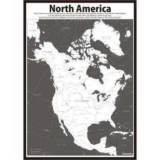 PROCEEDX美しい世界地図 北アメリカ 学習ポスターミニマルマップ フレーム付きA4サイズ日本製1252の画像