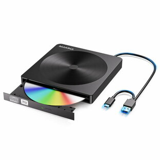 DVD/CDドライブ 外付け CD模様デザイン USB3.2(Gen1)/3.0&Type-C Windows/Linux/Mac OS 内蔵ケーブル 書込みソフト バスパワー(給電ケーブル付き) 薄型ポータブルの画像