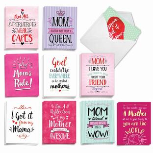 The Best Card Company - 20 Assorted Mother's Day Humor Cards Boxed Stationary Set with Envelopes (4 x 5.12 Inch) - Lovinの画像