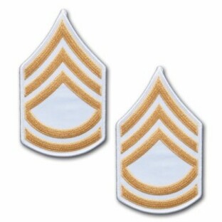 アメリカ陸軍 階級章 袖章 一等軍曹(E-7) ゴールド/ホワイト | サービスドレス用(刺繍)の画像