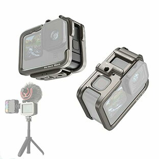 MR: TMOM Gopro Hero12/11/10/9対応 カメラケージ メタル フレーム アルミニウム合金保護ケージケース アクションカメラリグ 2 つのコールドシューマウント付き と 1/4 スレッド ポート 耐摩耗性、耐衝撃性、防水性、防塵性 アクションカメラマウント フィルライト、マイク、の画像