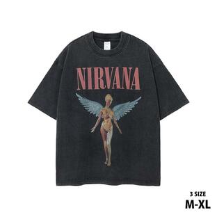 ニルヴァーナ Nirvana ニルバーナ Tシャツ 半袖 ロックTシャツ メンズ ブラック IN UTERO バンドTシャツ ロックファッション かっこいい バンT ロックTの画像
