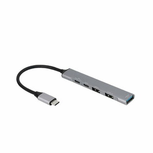 UH-C3384-GY(グレー) PD対応USB3.2 gen1+2.0 4ポートアルミハブの画像