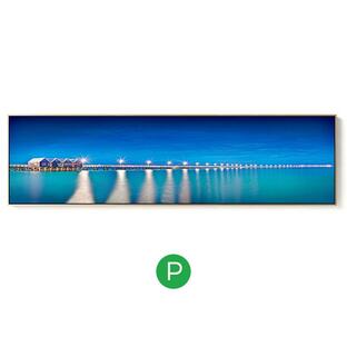 ポスター ロング ビーチ 海 波 マリン サーフィン ダイビング 風景 ハワイ 島 飾り 絵 アート ブルー 30x120cm 12x48インチ Pの画像