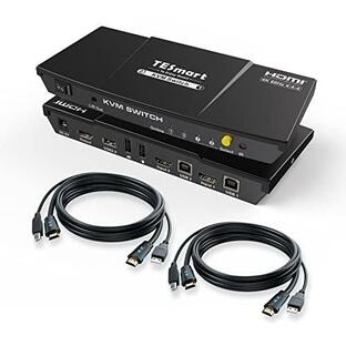 TESmart KVMスイッチ KVM切替器 パソコン2台モニター1台切り替え 4K@60Hz HDMI RGB4:4:4 EDID機能 リモコン/ホットキー切り替え対応 2ポートKVM HDCP2.2 HDR10/Dの画像