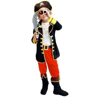 ハロウィン コスプレ 黒 赤 子供用 海賊 衣装 5点セット コスチュームの画像