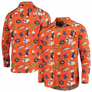 メンズ カジュアルシャツ "Denver Broncos" Winter Explosion Long Sleeve Woven Button-Up Shirt - Orangeの画像