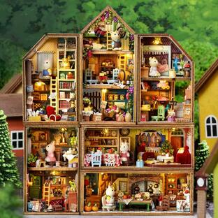 ドールハウス ミニチュア 積木ハウスおもちゃ ミニハウス DIY 宝物 アート 置物 部屋模型 本物みたい 手作りキット おしゃれミニチュアハウス シリーズの画像