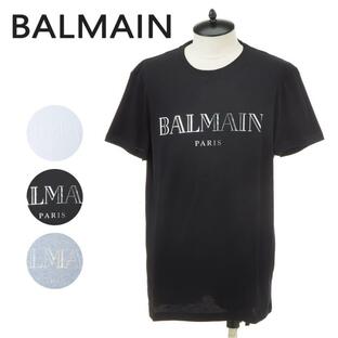バルマン メンズ 半袖クルーネックTシャツ ロゴプリント ブラック ライトグレー ホワイト BALMAIN RH11601の画像