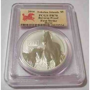 金貨 銀貨 硬貨 シルバー ゴールド アンティークコイン トケラウ2014 $ 51オンスシルバーイヤーオブザホースリバースプルーフPR70PCGSの画像