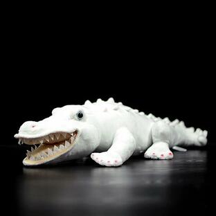 ZHONGXIN MADE 爬虫類模擬アルビノワニかわいいソフトワニぬいぐるみ動物モデルホワイトワニぬいの画像