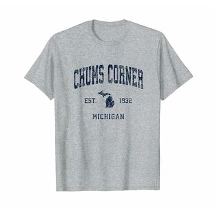 Chums Corner ミシガン州 ビンテージ アスレチック ネイビー スポーツデザイン Tシャツの画像