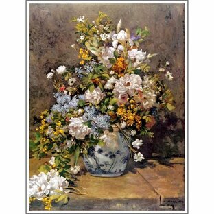 複製画 送料無料 絵画 油彩画 油絵 模写ルノアール（ルノワール）「春のブーケ（春の花）」F40(100×80.3cm)プレゼント 贈り物 名画 オーダーメイド 額付き 直筆の画像