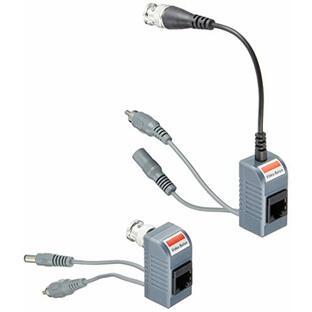 変換名人 防犯カメラ用 電源+映像+音声をLANケーブルで伝送するケーブルセット [ DC電源2.1mm/BNC(映像)/RCA(モノラル音声) - LAN(RJ45) ] AVP-LAN100の画像