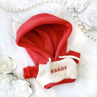 ぬいぐるみ用ツノ付きパーカー 10cm用 ぬい服 綿人形の服 赤 レッド [並行輸入品]の画像