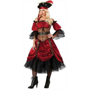 海賊 衣装、コスチューム 大人女性用 パイレーツ レッド Swash Bucklin コスプレの画像
