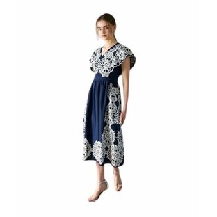 [グレースコンチネンタル] ドレス ﾊﾞｲｶﾗｰ刺繍ｺｯﾄﾝﾜﾝﾋﾟｰｽ レディース 16 ネイビーの画像