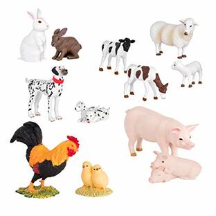 Terra 動物フィギュア 牛 ブタ ウサギ 鶏 羊 犬のおもちゃ 牧場で暮らす動物たち 全12体セット 3歳~ 正規品の画像