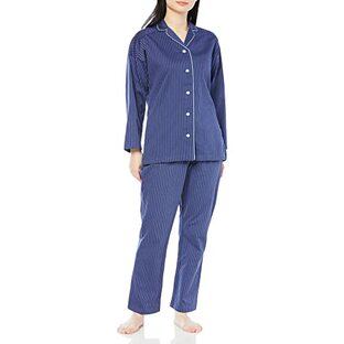 [グンゼ] パジャマ kaimin navi 快眠ナビ 寝返り設計 シルク入りサテン 長袖長パンツ レディース ブルー Lの画像