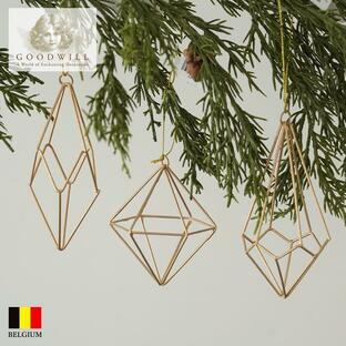 クリスマスツリー 飾り オーナメント ベルギー GOODWILL グッドウィル ゴールド ワイヤー ダイヤモンド セット 3個入 (PL52452)の画像