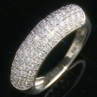 計1カラット ダイヤモンド パヴェリング 指輪 天然ダイヤ 1.0ct 甲丸 K18 WG ホワイトゴールド 18金 豪華 高級感 インパクト 煌びやかの画像