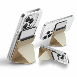 MOFT MagSafe対応 マグネットスマホスタンド iPhone 15Pro ProMax/14/13/12シリーズ用 Snap On カードケース機能 フロートタイプ角度調節 薄型軽量 折り畳み式 複合材質 内蔵磁石(サンドベージュ)の画像