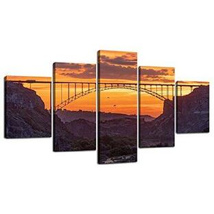 Perrine Bridge ポスター 壁装飾 アイダホ州のウォールアート ツインフォールズ アイダホ州サンセットピクチャー キャンバスプリント 絵画 フレーム入り ホームの画像