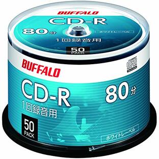 【Amazon.co.jp限定】 バッファロー 音楽用 CD-R 1回録音 80分 700MB 50枚 スピンドル ホワイトレーベル RO-CR07M-050PW/Nの画像
