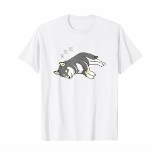 すやすや眠る黒柴 柴犬のドット絵 Tシャツの画像