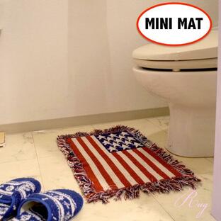 メール便送料無料 星条旗 ジャガードマット USA ミニマット RUG MAT COTTON 100% キッチン マット 洗える ラグ 絨毯の画像