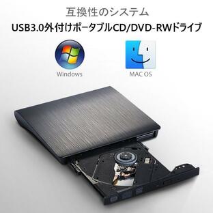 USB3.0 ポータブル外付けドライブ DVD±RW CD-RW 光学式 流線型 Window/Linux/Mac OS対応 超スリムオシャレスタイル USBDVD30の画像