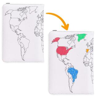 世界地図 パスポートホルダー - RFIDブロック パスポートカバー&ワクチンカードホルダー コンボ パスポートウォレット パスポートケース パスポーの画像