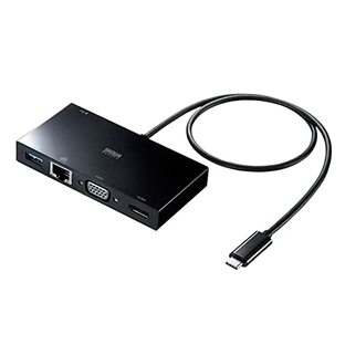 サンワサプライ(Sanwa Supply) USB Type-Cモバイルドッキングステーション (USB Aコネクタ メス/USB Type-Cコネクタ メス/HDMIタイプA メス/VGA ミニD-Sub 15pinメス/RJ-45 各1ポート) USB-3TCH30BKの画像