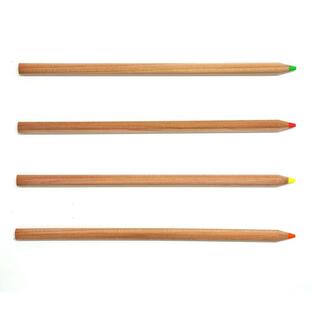 蛍光芯色鉛筆 ナチュラル丸軸 桃芯・橙芯・黄芯・緑芯 パック 珍しい蛍光成分の色鉛筆芯を組み込んだチェック機能に特化する蛍光芯鉛筆の画像