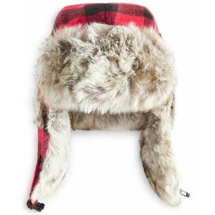 ステトソン 帽子 アクセサリー メンズ Men's Faux-Fur Buffalo-Print Trapper Hat Redの画像