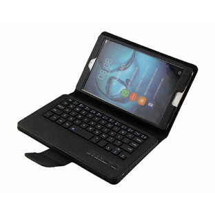 HUAWEI MediaPad M3 LTE 4G /Wifiモデル 8.4インチ/dtab Compact d-01J用 PUレザー ケース付 Bluetooth 3.0 ワイヤレス キーボード 分離式 スタンド機能 (ブラック、ホワイト、ピンク、レッド）4カラー選択の画像