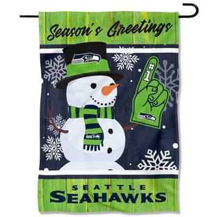 Seattle Seahawks Holiday Winter Snow Garden Flag Double Sided Bannerの画像