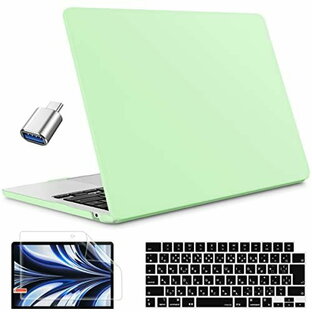 May Chen MacBook Air 13.6インチ ケース 2022 新 A2681 M2 対応，プラスチック ハードシェルケース + 液晶保護フィルム + キーボードカバー MacBook Air 13.6 ハネデューグリーンの画像