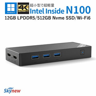 【話題のN100搭載！1年保証】ミニpc Windows11pro 小型 軽量 省電力 持ち運び インテル N100 12GB LPDDR5/512GB Nvme SSD/Wi-Fi6/ 小型パソコン デスクトップpc M10 Skynewの画像