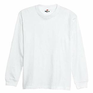 [ヘインズ] ビーフィー ロングスリーブ Tシャツ ロンT 長袖 1枚組 BEEFY-T 綿100% 肉厚生地 無地 H5186 メンズ ホワイト Mの画像