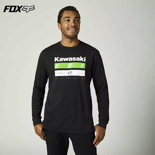 FOX RACING フォックスレーシング KAWASAKI ストライプス プレミアム Tシャツ ブラック KAWASAKI STRIPES LONG SLEEVE PREMIUM TEE Blackの画像