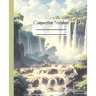 Composition Notebook: Painting-Style Illustrations of Jungle Waterfalls 7.5" x 9.25", 110 pages, perfect gift idea for students, office workers, artists, and lovers of the Water Going Down: lite•note Nature Setの画像