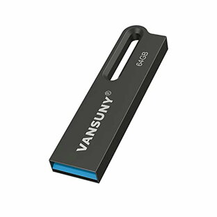 Vansuny USBメモリ 64GB USB 3.0 フラッシュドライブ 高速 金属製 防水 USBメモリー64ギガ 大容量 Windows PCに対応(黒)の画像