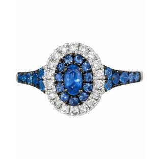 ルヴァン リング アクセサリー レディース Blueberry Sapphire (3/4 ct. t.w.) & Nude Diamond (1/4 ct. t.w.) Halo Ring in 14k White Gold No Colorの画像